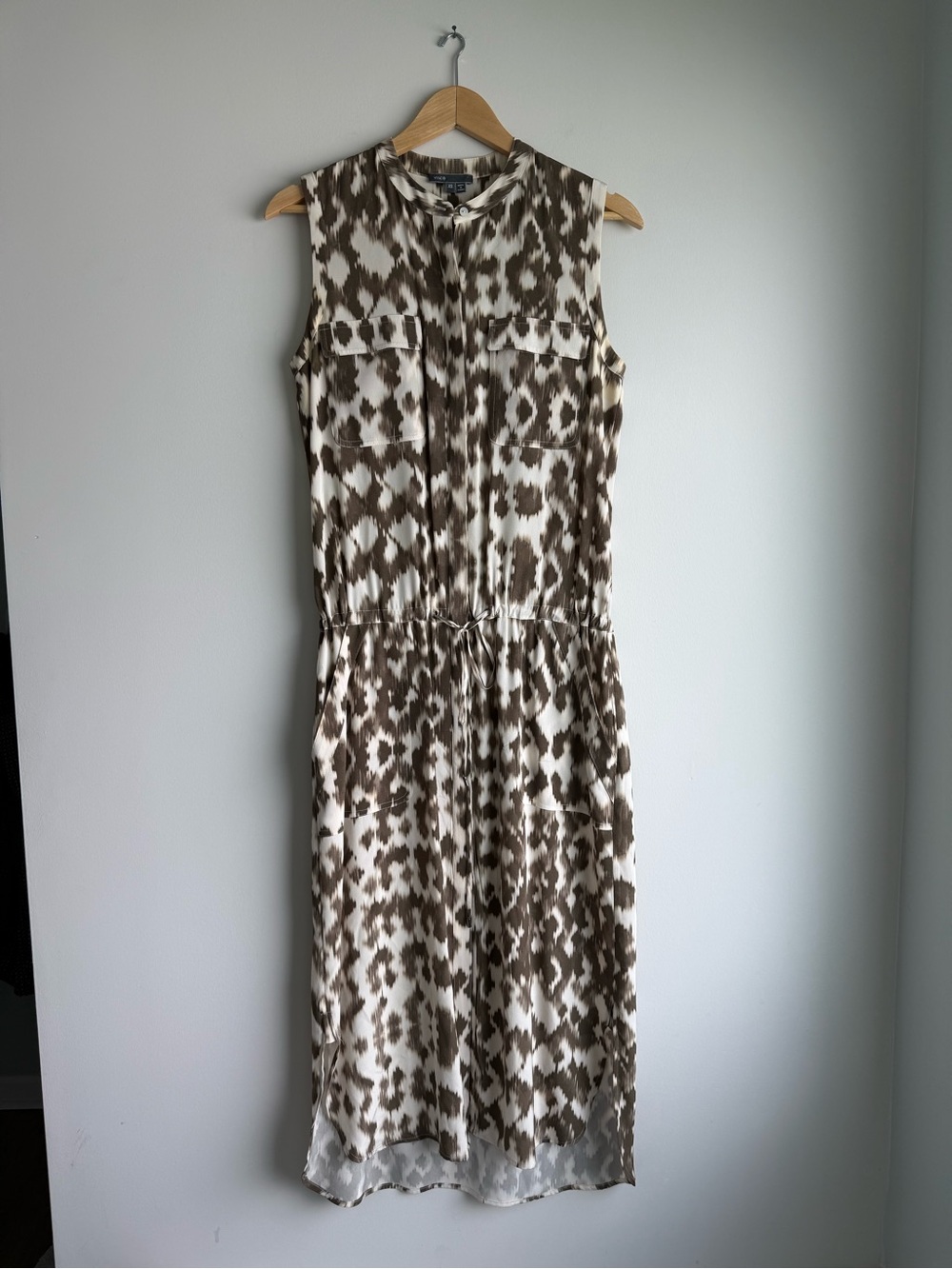 Vince 100% Silk Abstract Print Sleeveless Maxi Dress XS